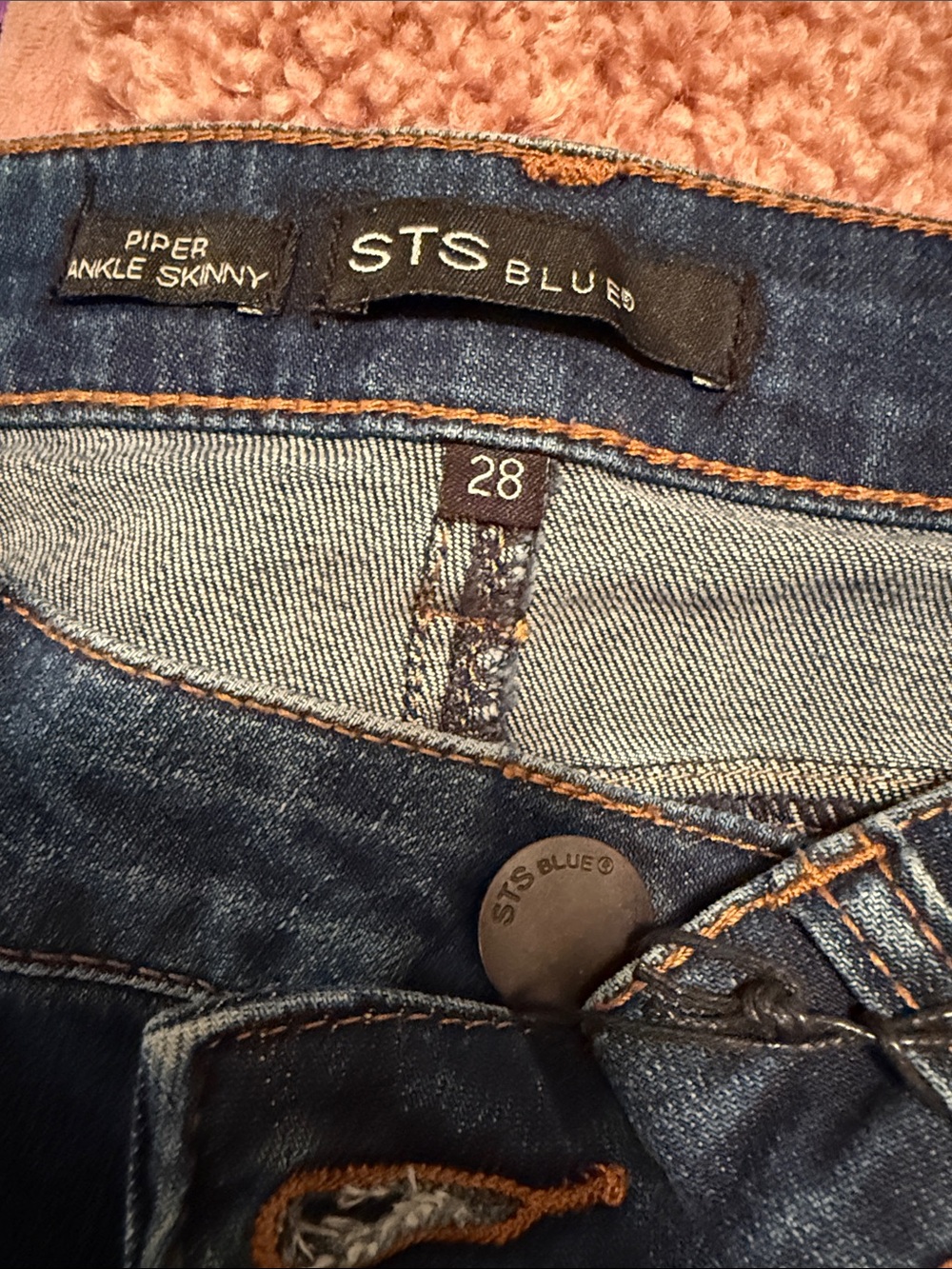 NWT - STS Blue Dark Wash Ankle Jeans with Metallic Paint Hem - Picture 6 of 7
